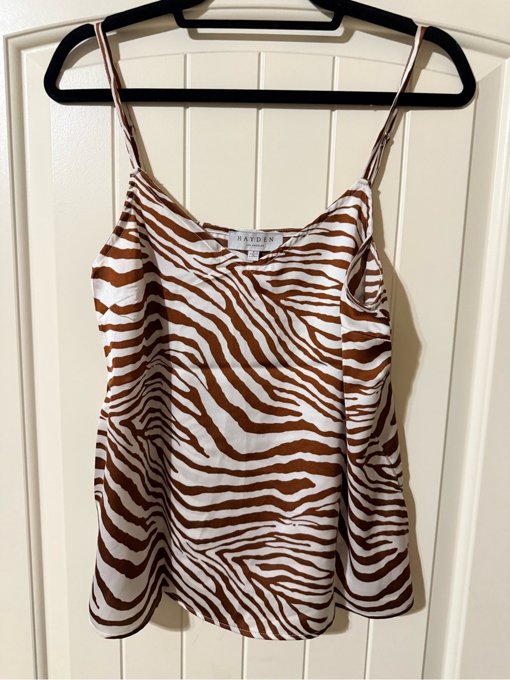 Hayden Brown and White Zebra-Print Satin Cami NWOT